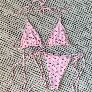 Frankies Bikinis Tia Baby Pink Strawberry Bikini